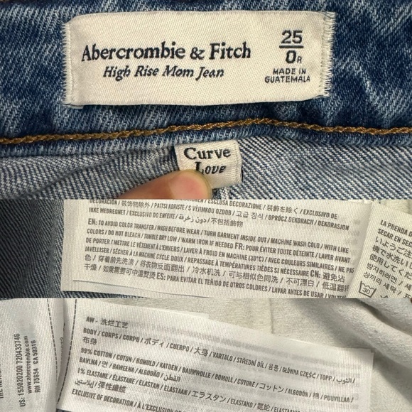 Abercrombie & Fitch High Rise Mom Jean Straight Leg Rigid Denim 25 Regular FLAW - Picture 3 of 16